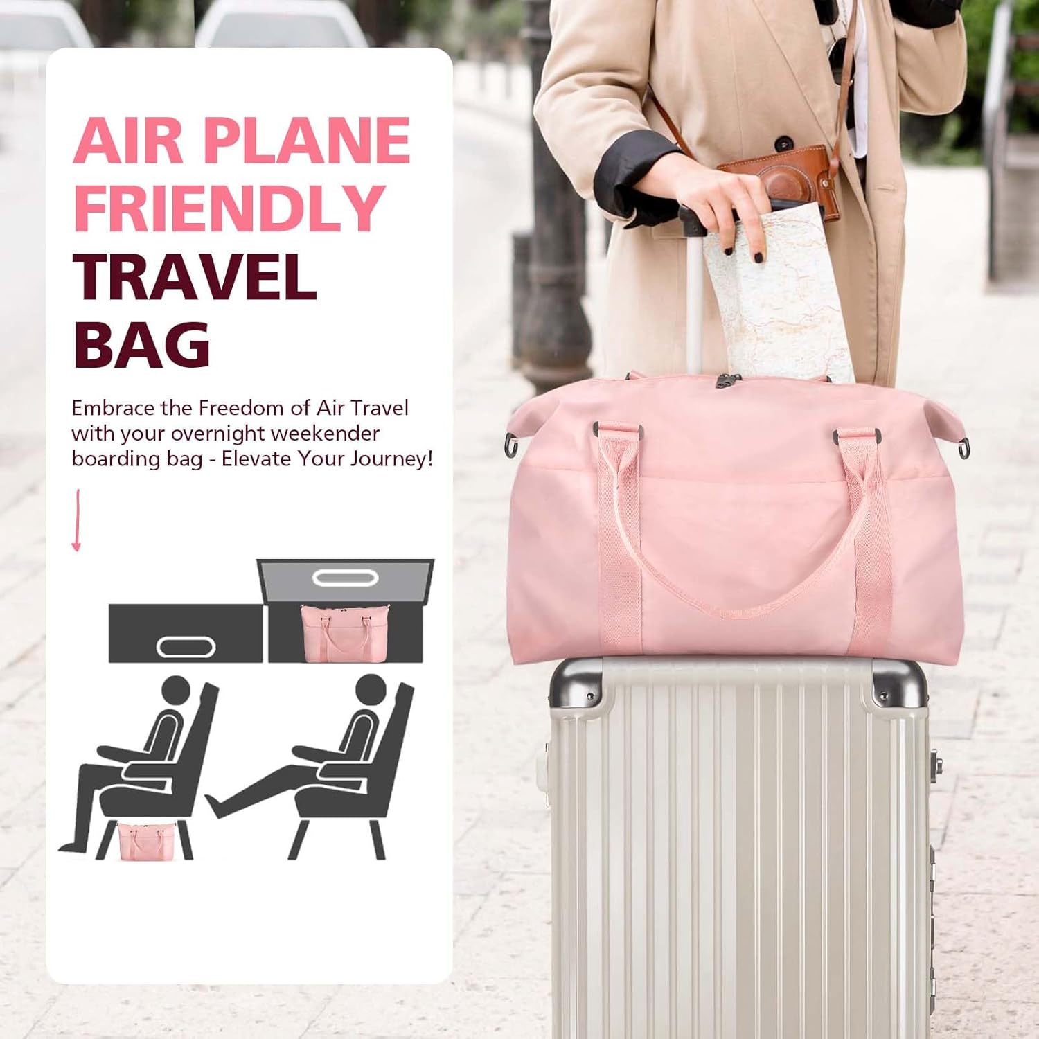 Travel Duffel Weekender Carry On Tote for Women and Men - Waterproof Gym Bag, Hospital Bag for Labor and Delivery, Overnight Luggage with Trolley Sleeve - Image 2