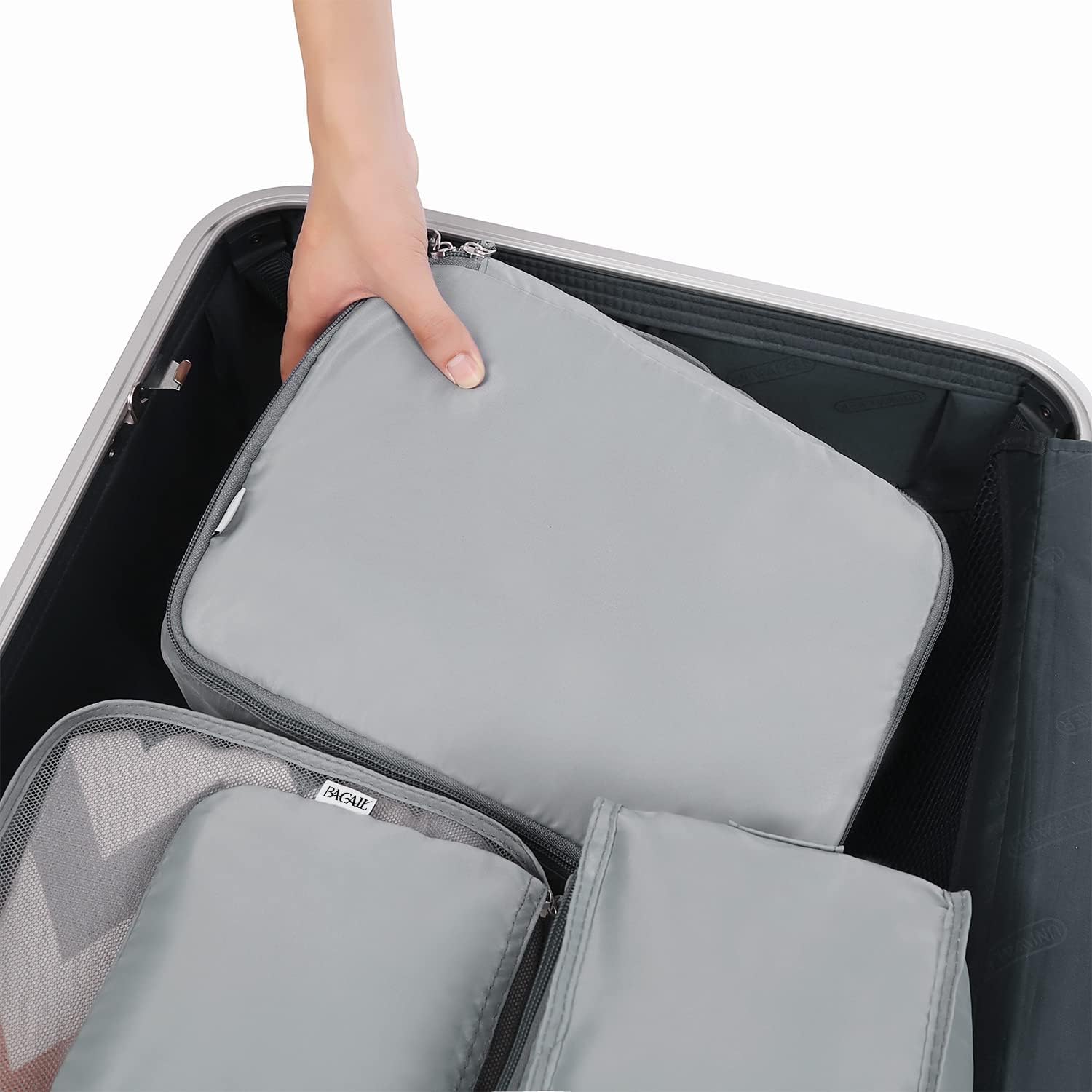 BAGAIL 8 Set Packing Cubes Luggage Packing Organizers for Travel Accessories-Pewter Color - Image 6