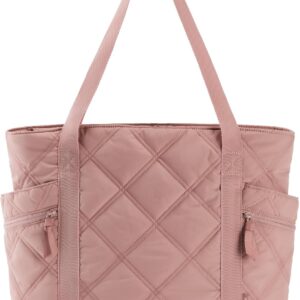 BAGSMART Tote Bag for Women, Puffer Work Tote with Zipper, Travel Essentials Quilted Nurse Travel Hospital Bag