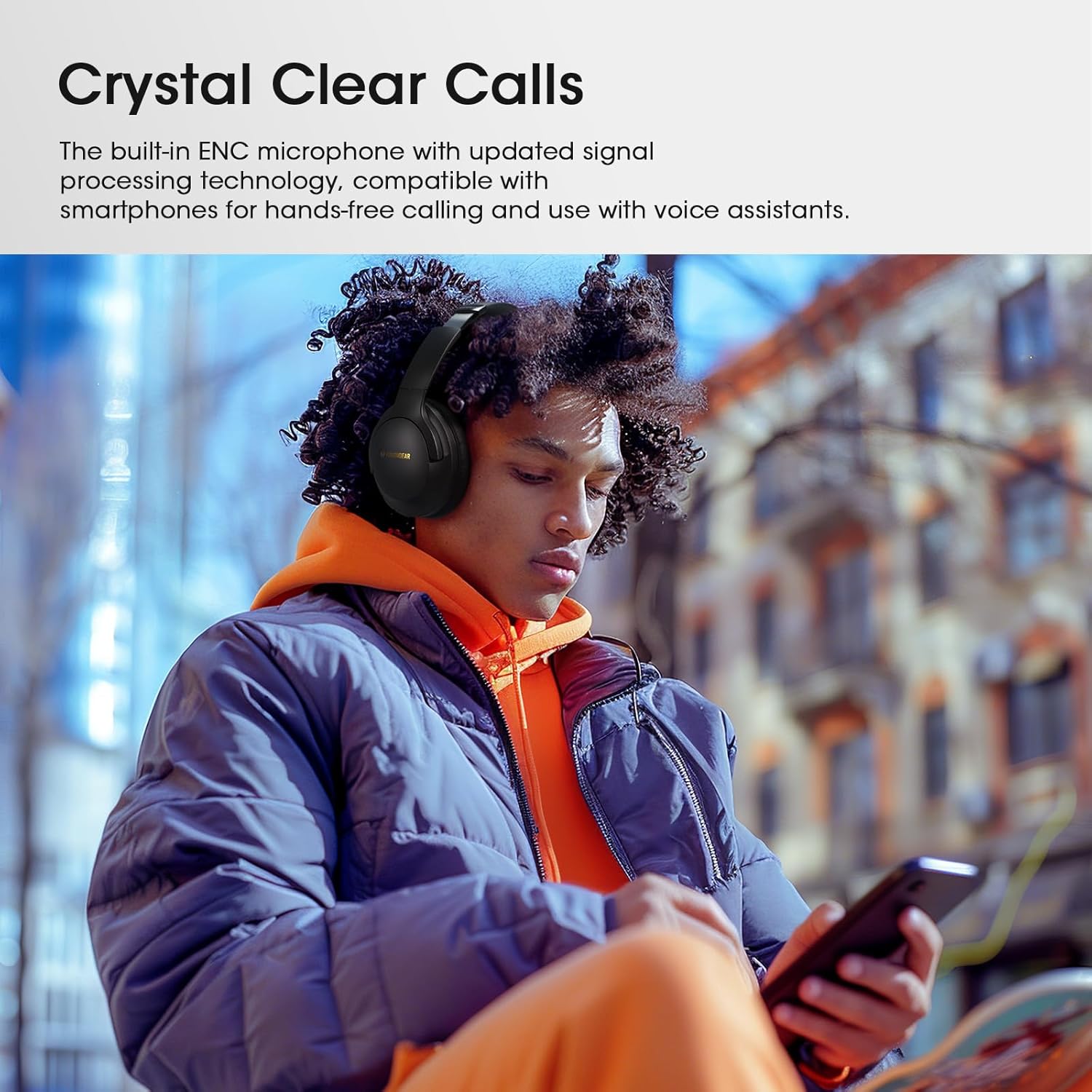 Over Ear Headphones Wireless 80H Playtime, Bluetooth Headphones Over Ear with 3 EQ Modes, Built-in ENC Mic, Deep Bass, HiFi Stereo Foldable 5.4 Bluetooth Headset for Phone PC Travel Workout Office - Image 8