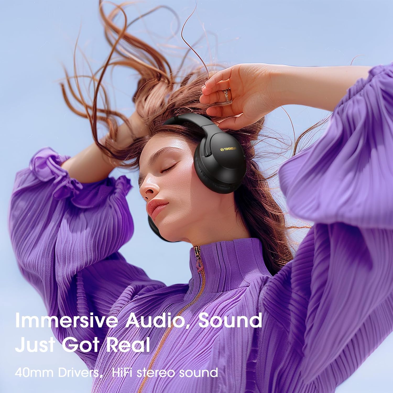Over Ear Headphones Wireless 80H Playtime, Bluetooth Headphones Over Ear with 3 EQ Modes, Built-in ENC Mic, Deep Bass, HiFi Stereo Foldable 5.4 Bluetooth Headset for Phone PC Travel Workout Office - Image 6