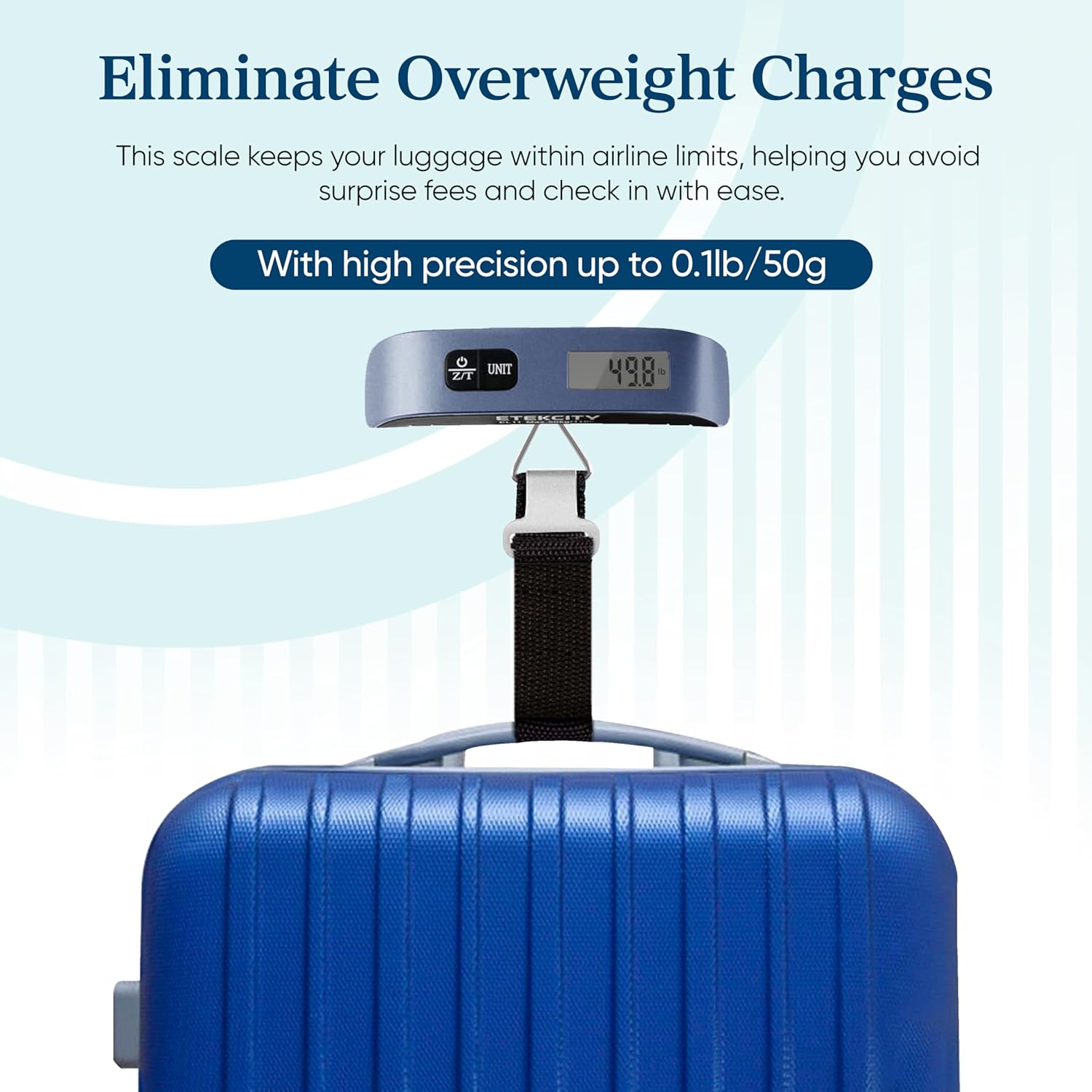 Etekcity Luggage Scale for Travel Essentials, Digital Suitcase Weight Scale with Hook, Travel Accessories for Portable Hanging Baggage, 110 Pounds, Battery Included - Image 2