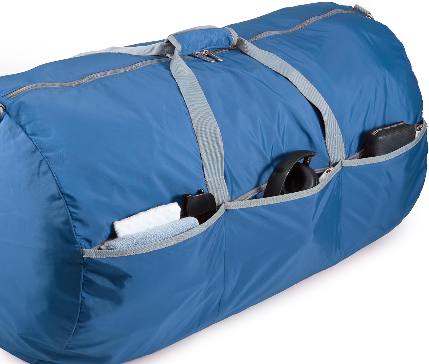 Amazon Basics Large Duffel Bag (100L) for Travel, Travel Bag, with Multiple Zippered Pockets, Lightweight yet Durable Nylon Material, 50-Pound Weight Capacity, Navy Blue, 32.4"L x 16.9"W x 16.9"H - Image 5
