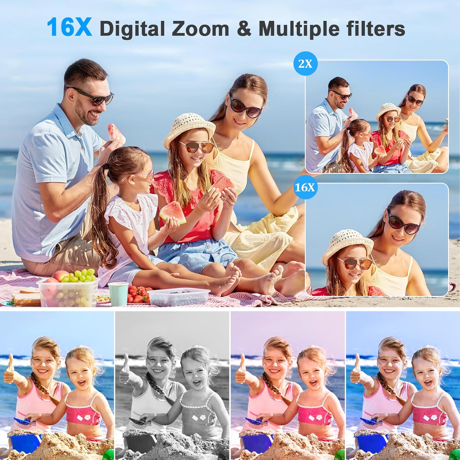 4K Digital Camera,Autofocus 50MP UHD Vlogging Camera for YouTube,Compact with 16X Digital Zoom Anti-Shake,Travel with 32GB Card, 2 Batteries for Beginners and Teens - Image 5